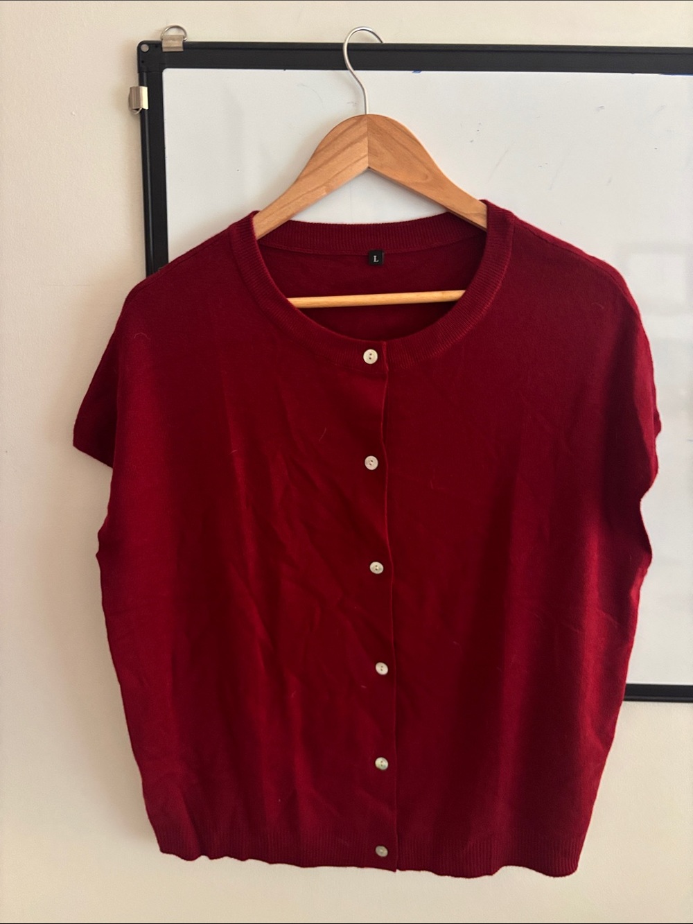 Classic Women’s Short-Sleeve Button Cardigan - Burgundy